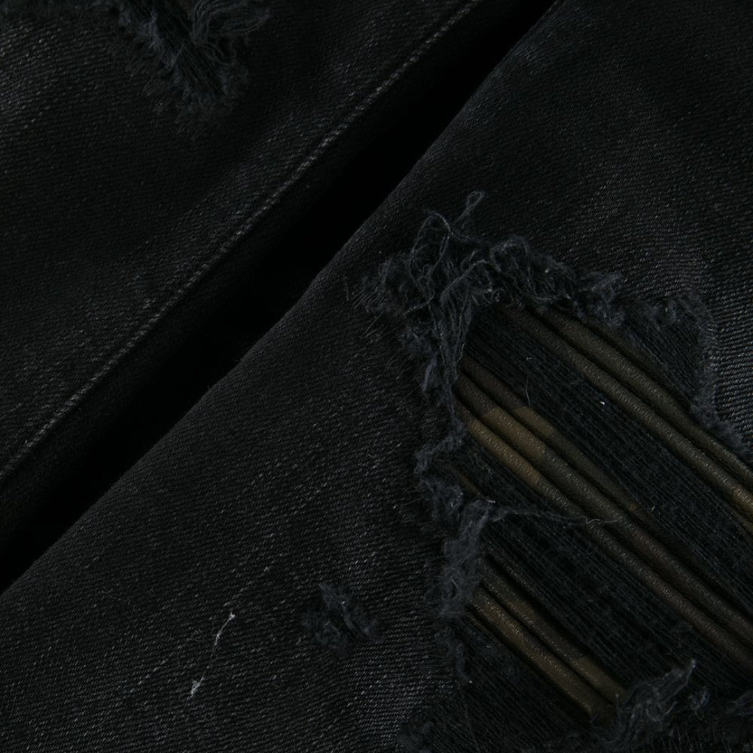 Amiri Leather Camo Mx1 Aged Black Jeans