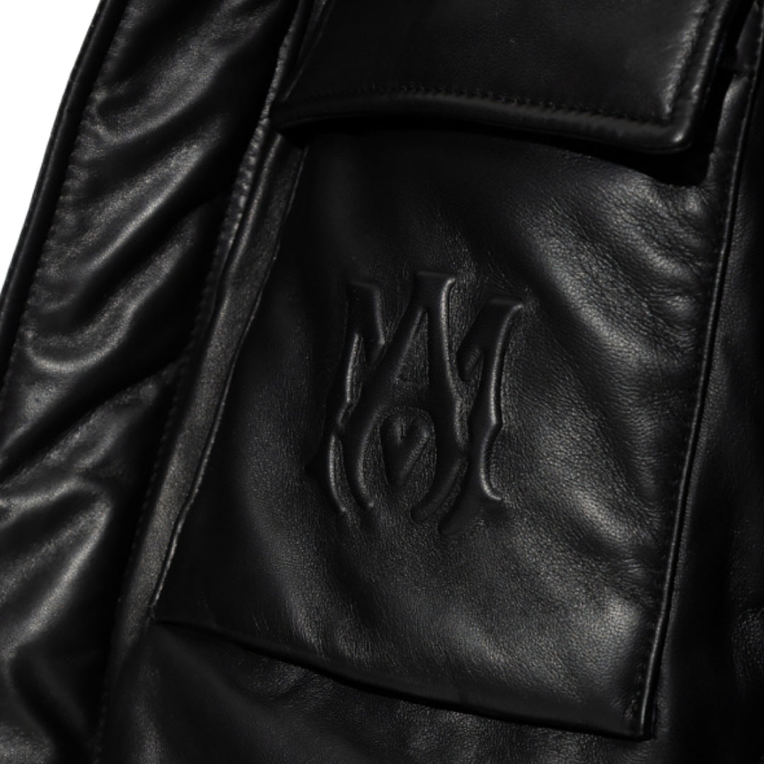 Amiri Plain Leather Down Jacket S