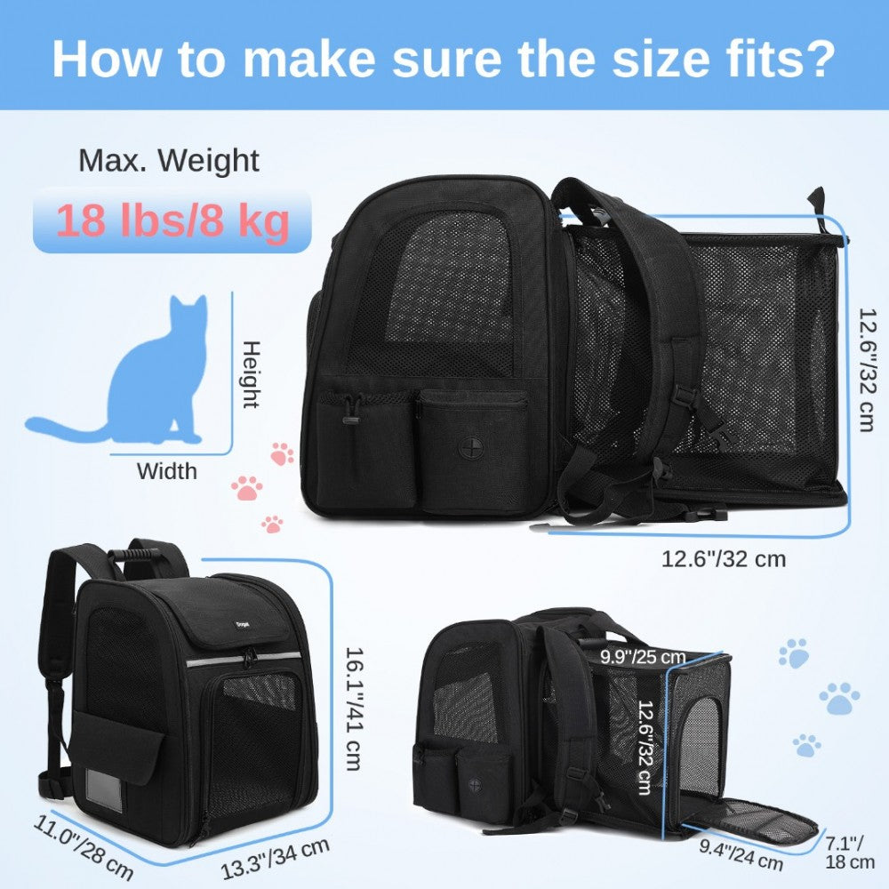 Dogat Expandable Foldable Pet Backpack Carrier – Ventilated & Secure Travel Bag - PTD2441