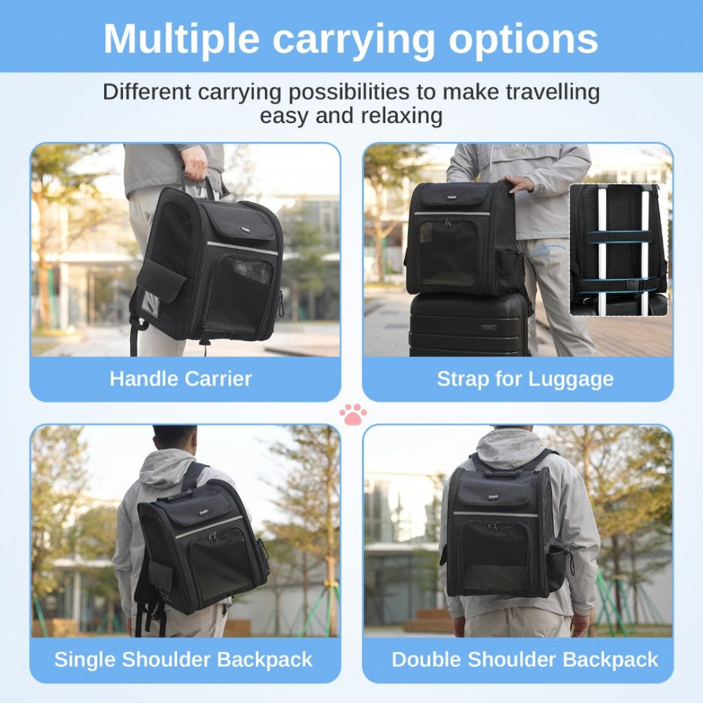 Dogat Expandable Foldable Pet Backpack Carrier – Ventilated & Secure Travel Bag - PTD2441