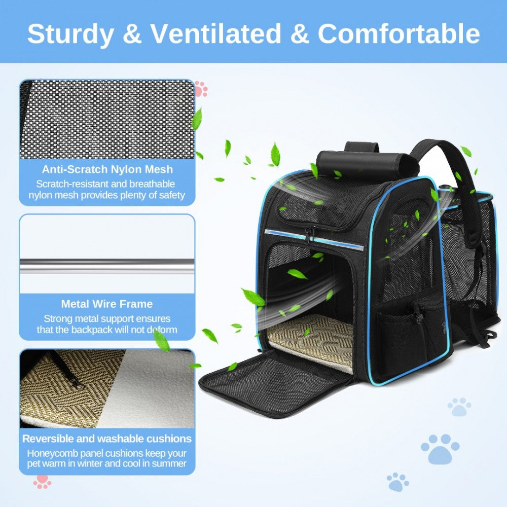 Dogat Expandable Foldable Pet Backpack Carrier – Ventilated & Secure Travel Bag - PTD2441