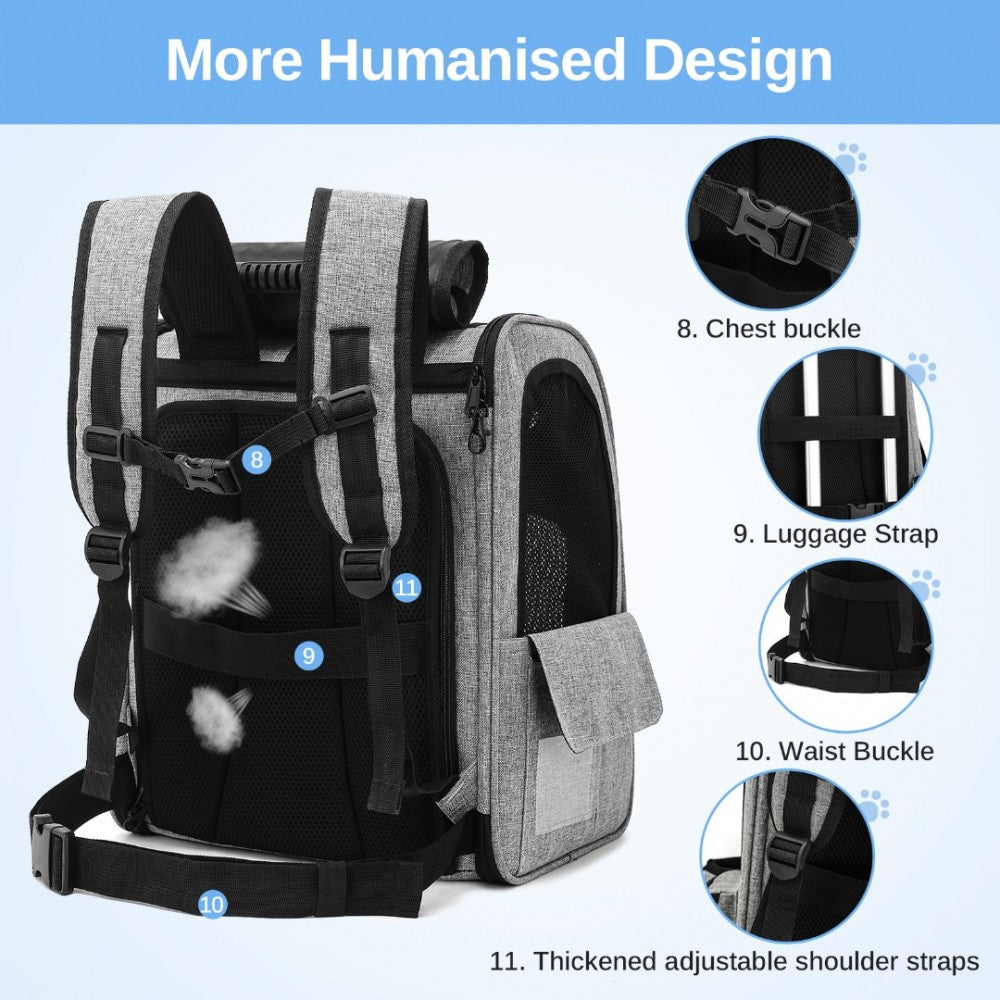 Dogat Expandable Foldable Pet Backpack Carrier – Ventilated & Secure Travel Bag - PTD2441