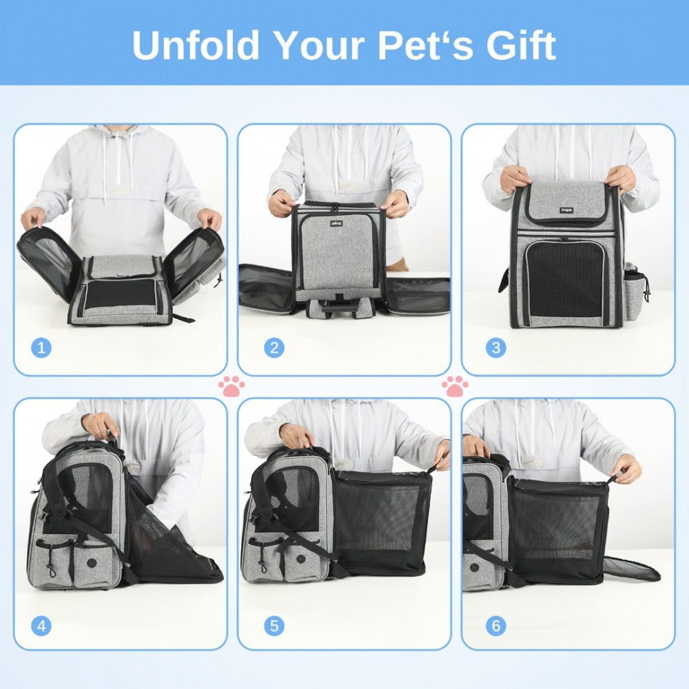Dogat Expandable Foldable Pet Backpack Carrier – Ventilated & Secure Travel Bag - PTD2441