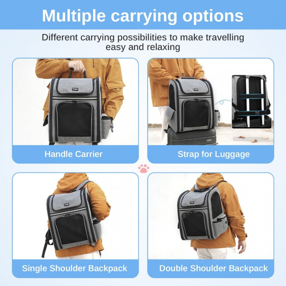 Dogat Expandable Foldable Pet Backpack Carrier – Ventilated & Secure Travel Bag - PTD2441