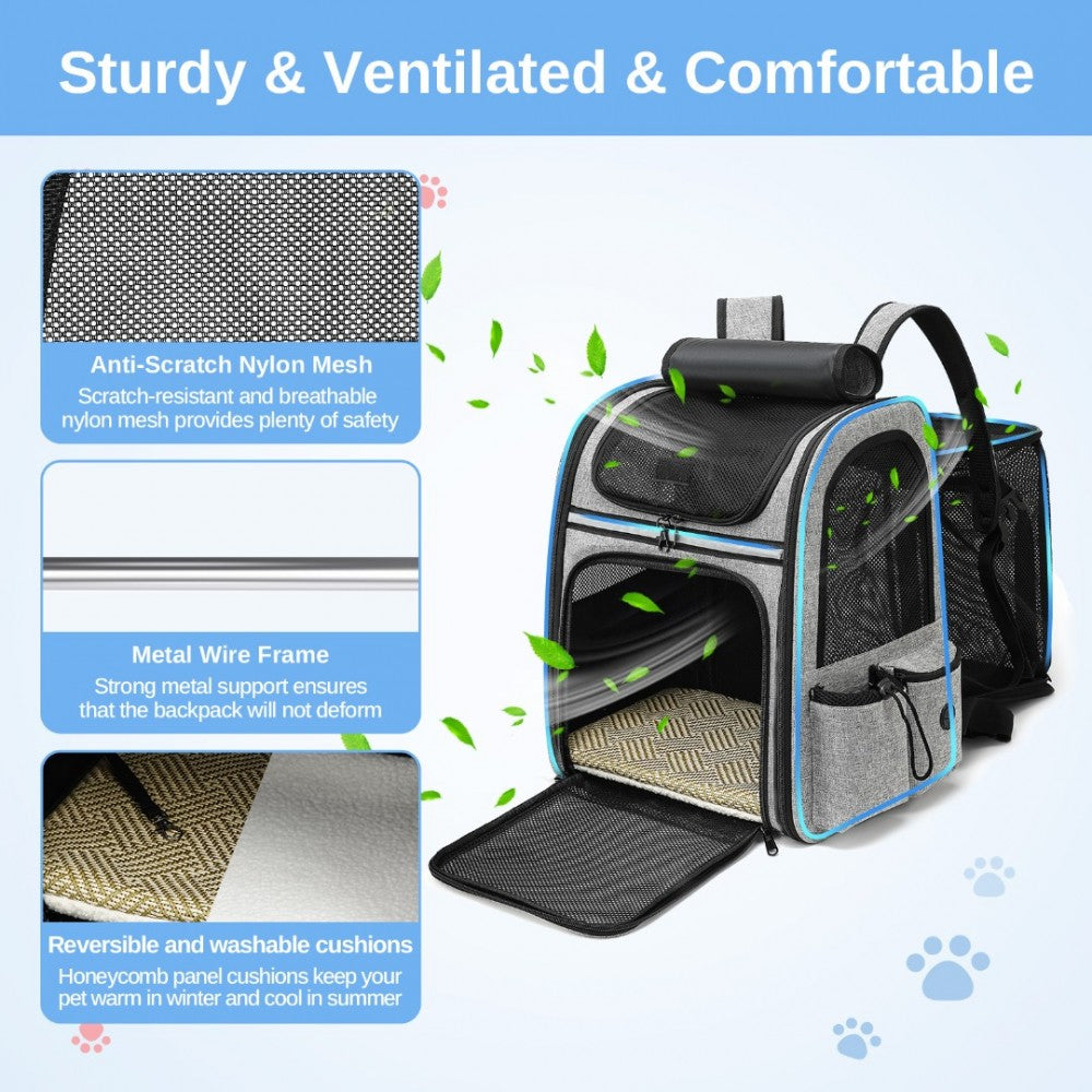 Dogat Expandable Foldable Pet Backpack Carrier – Ventilated & Secure Travel Bag - PTD2441