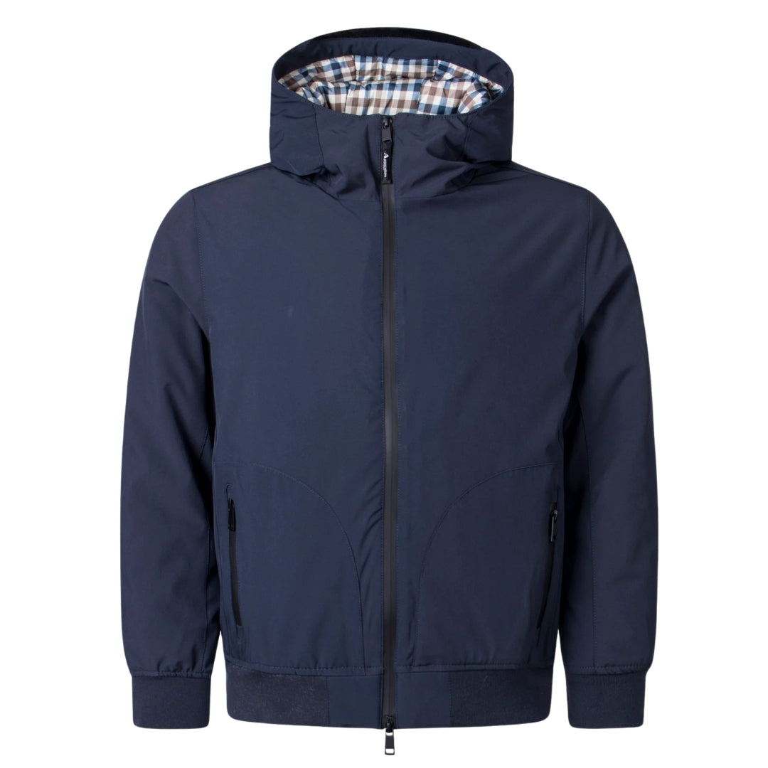 Aquascutum Active Hooded Jacket Navy Fw23 Jk008 11 Navy Blue Jacket Mens