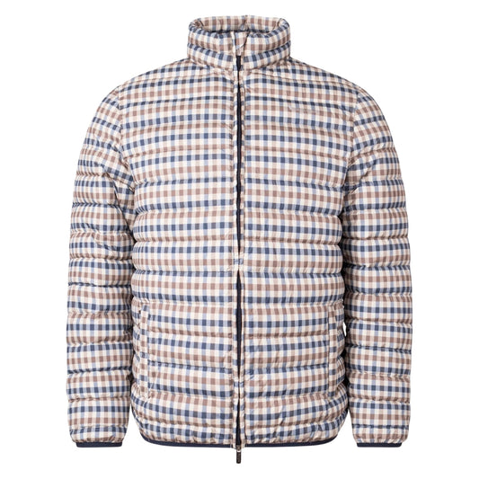 Aquascutum Active 100Gr Mock Neck Fw23 Jk012 28 Beige Check Jacket Mens