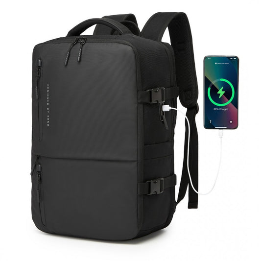 Kono Practical Carry-On Laptop Backpack - Cabin Size with USB & Type-C Charging Ports - BPK2437