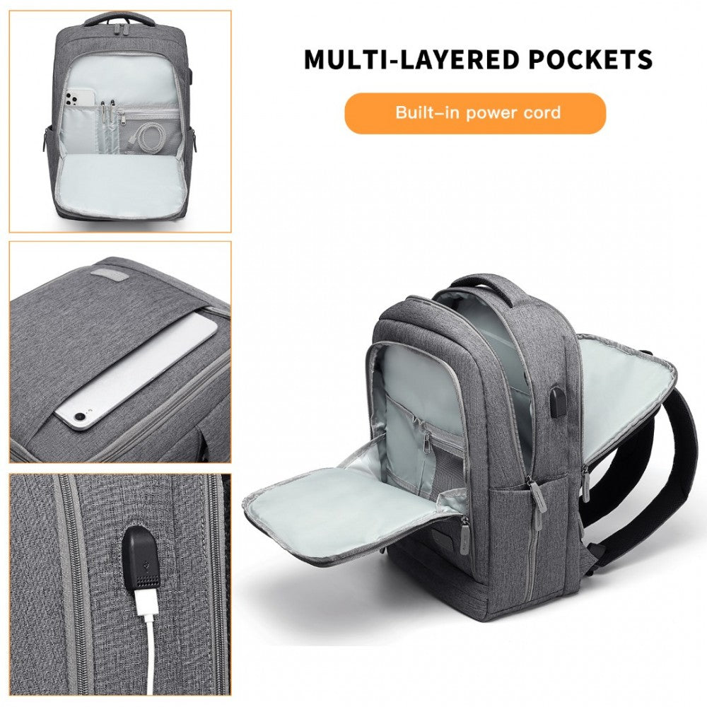 Kono Multi-Compartment Backpack With USB Port - EM2111