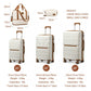 British Traveller 5-Piece Hard Shell Luggage Set – Polypropylene Suitcases with Tote & Cosmetic Pouch - K2392+S2366