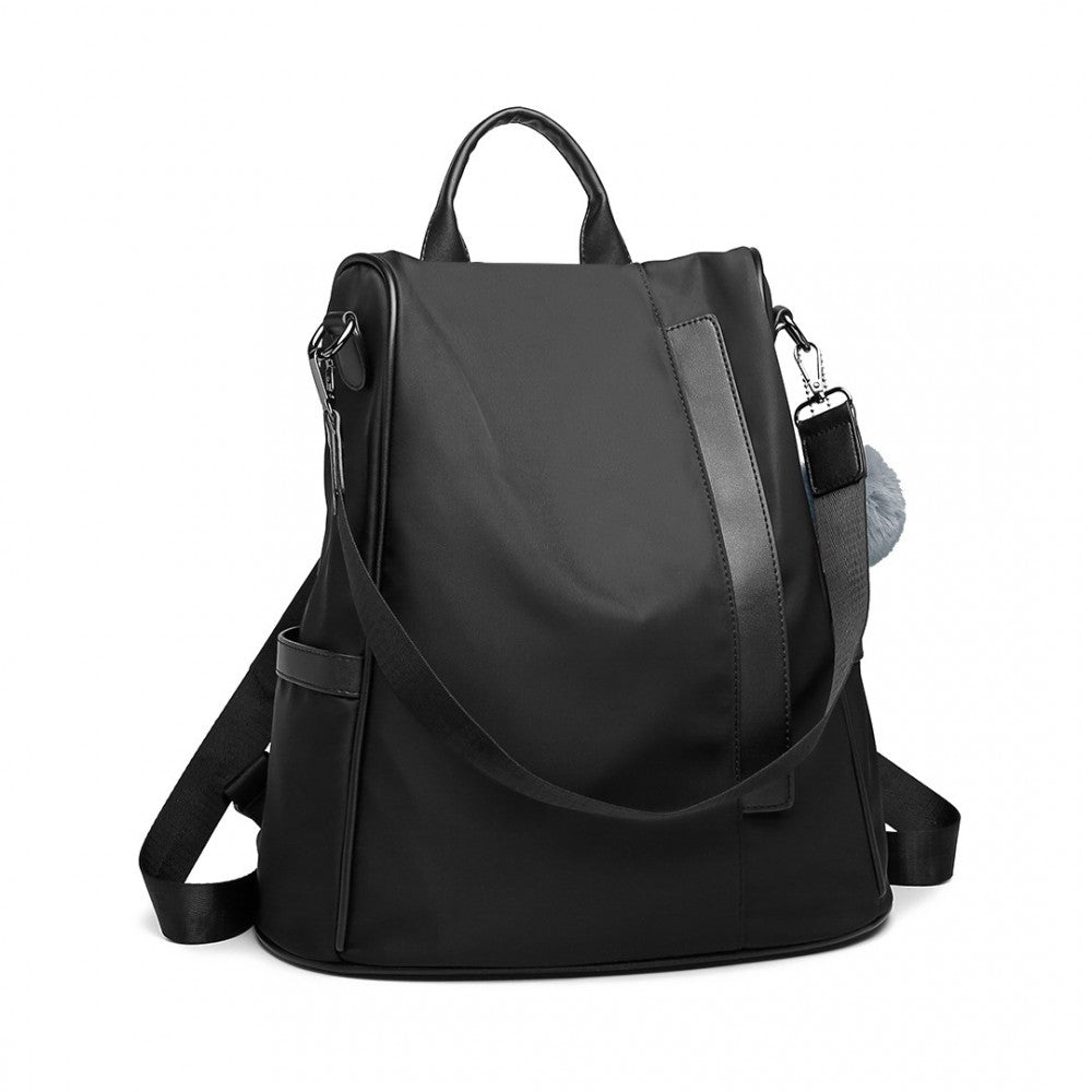 Miss Lulu Anti-Theft Backpack – 2-Way Design with Pom Pom Charm - LG6917