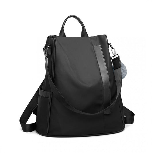 Miss Lulu Anti-Theft Backpack – 2-Way Design with Pom Pom Charm - LG6917