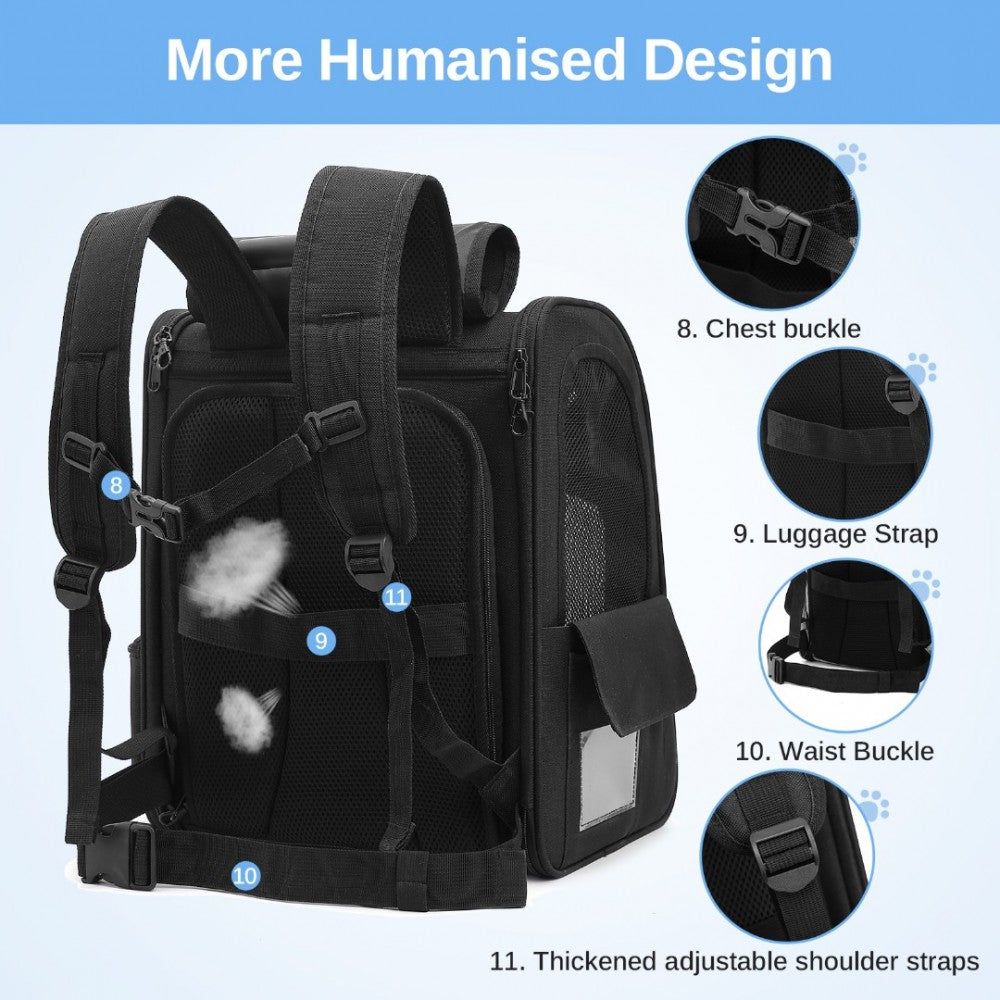 Dogat Expandable Foldable Pet Backpack Carrier – Ventilated & Secure Travel Bag - PTD2441