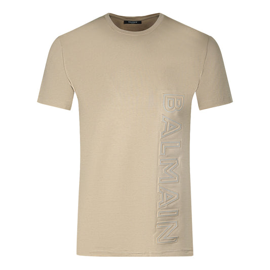 Balmain Brand Embossed Logo Sand T Shirt