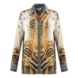 Inoa Golden Eagle 120214 Multicoloured Long Sleeve Blouse Silk Shirt Golden Eagle 120214 collar Shirt
