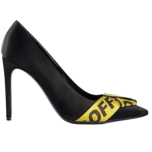 Off-White Branded Tape Commercial Bow Pump Black Heels OWIA166SD19D900161060 36
