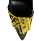Off-White Branded Tape Commercial Bow Pump Black Heels OWIA166SD19D900161060 36